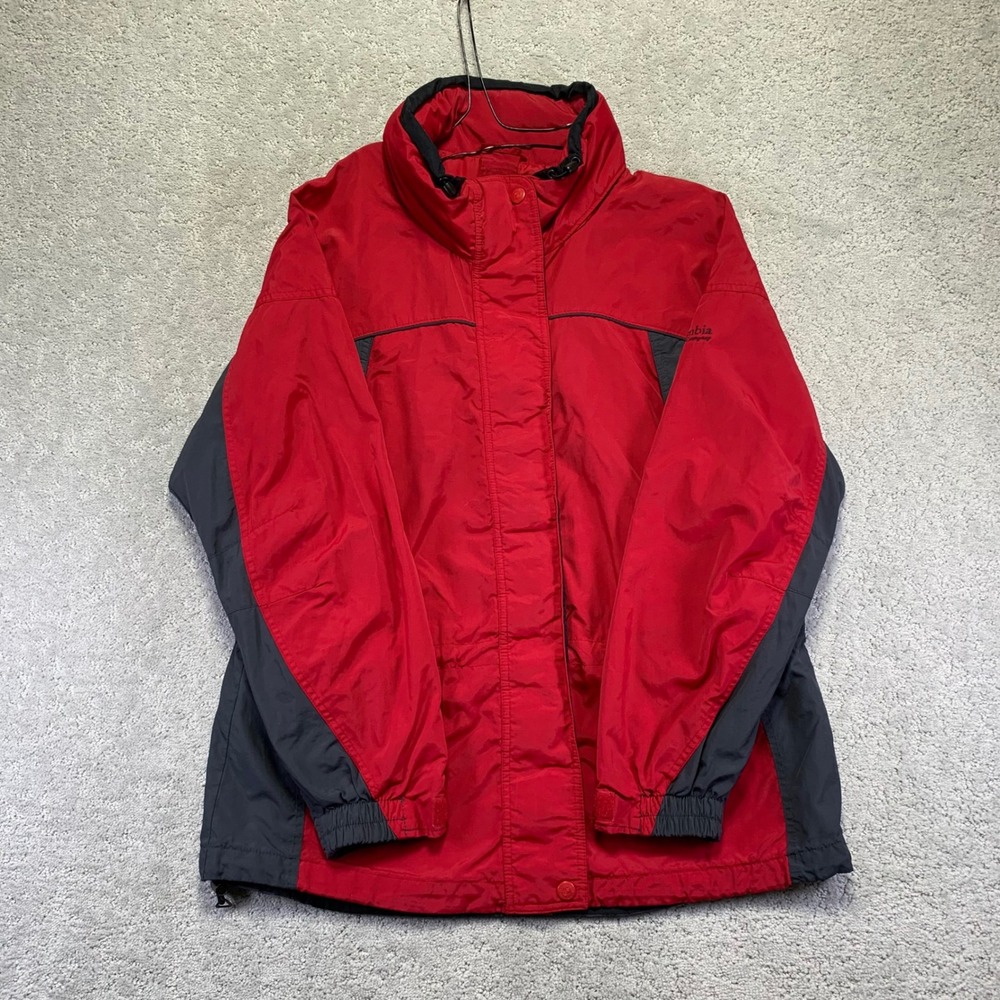 VINTAGE Columbia Interchange‎ Core Jacket Womens XL Red Gray Hooded Gorpcore